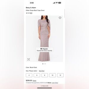 Betsy and Adam pink sparkle gown sz 14